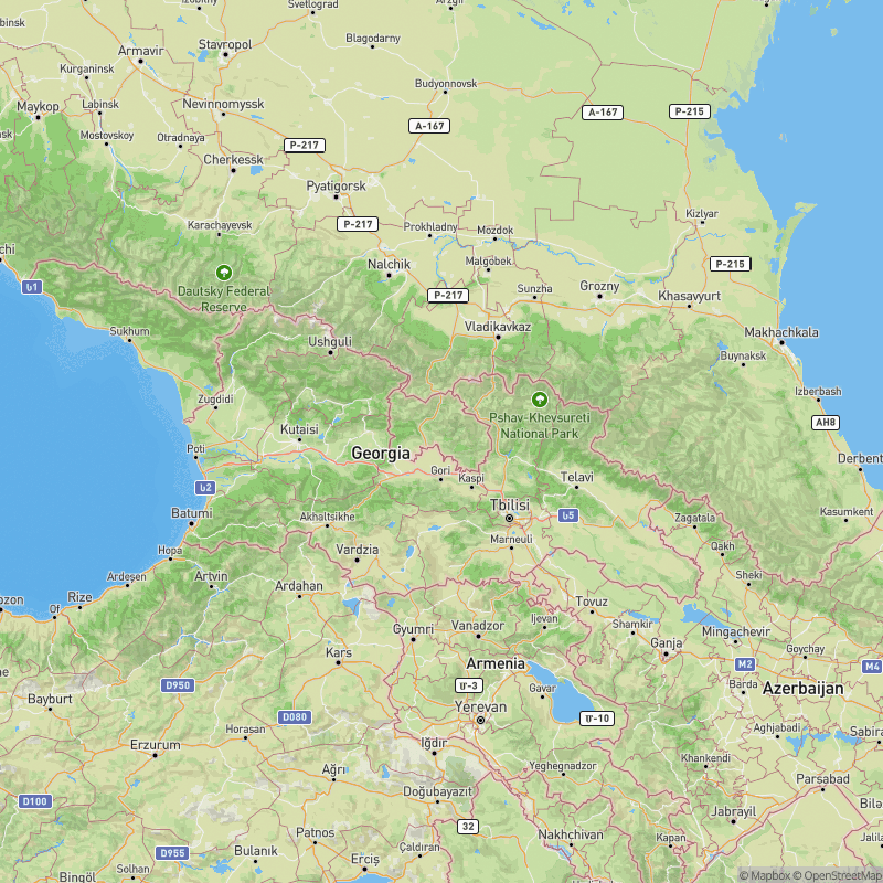 Кавказские горы на карте